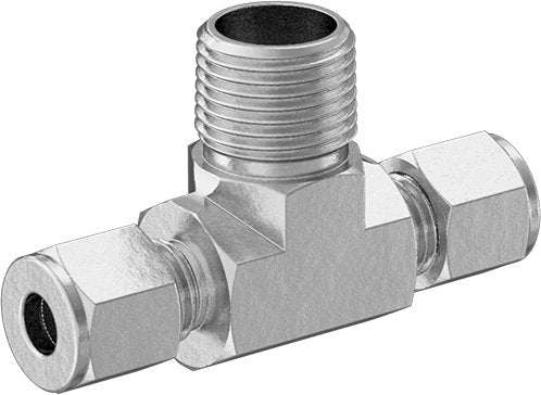 McMaster 7473T203 Inline Tee Adapter for 1/4" Tube OD x 3/8 NPT Male - KVM Tools Inc.KV7473T203