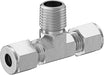 McMaster 7473T74 Inline Tee Adapter for 1/4" Tube OD x 1/4 NPT Male - KVM Tools Inc.KV7473T74