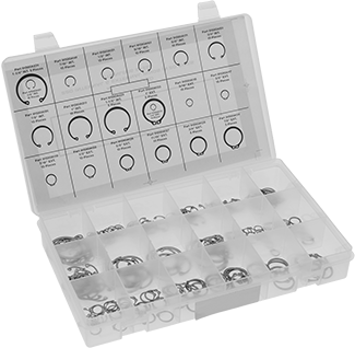 McMaster 98645A220 External and Internal Retaining Ring Assortment for Inches with 220 Pieces, 15 - 7 PH Stainless Steel - KVM Tools Inc.KV98645A220