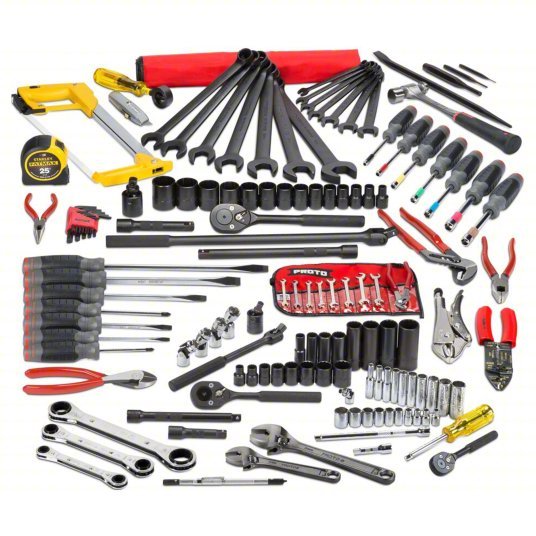 Proto JTS - 0141RRBX1A Master Tool Set 141 Total Pcs, SAE, 1/4 in/3/8 in/1/2 in Socket Drive Size, Tool Box - KVM Tools Inc.KV53GM08