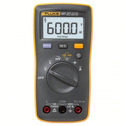 FLUKE - 107 ESP Digital Multimeter CAT III 600V, Avg, 600 V Max AC Volt Measurement, 6,000, LCD - KVM Tools Inc.KV55NR56