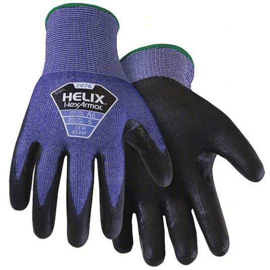 Hexarmor 2076-XXS (5) Coated Gloves 2XS, ANSI Cut Level A6, Palm, Dipped, Polyurethane, Smooth, 1 PR - KVM Tools Inc.KV489X59