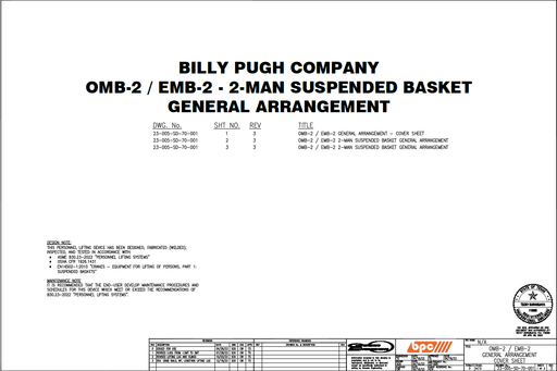Billy Pugh OMB-2 (2) Person OSHA Man Basket 4' x 4' x 7' Sling Sold Separately - KVM Tools Inc.KVOMB-2
