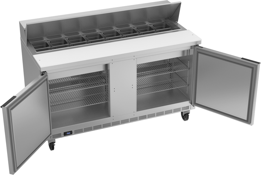 Beverage-Air SPE60HC-16 60" 2 Door Sandwich / Salad Prep Table, (16) 1/6 Size Pans - KVM Tools Inc.KVSPE60HC-16