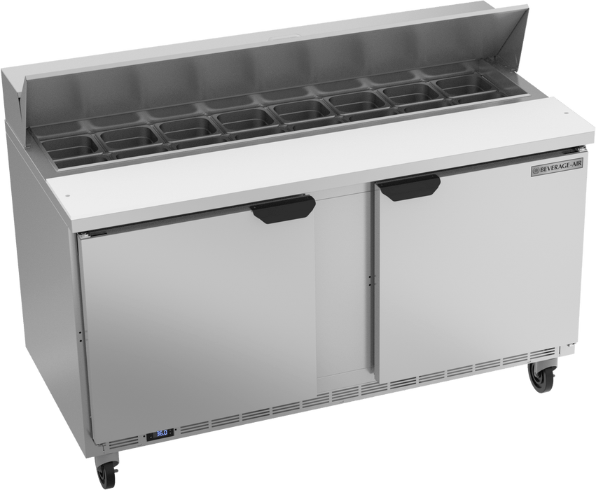 Beverage-Air SPE60HC-16 60" 2 Door Sandwich / Salad Prep Table, (16) 1/6 Size Pans - KVM Tools Inc.KVSPE60HC-16