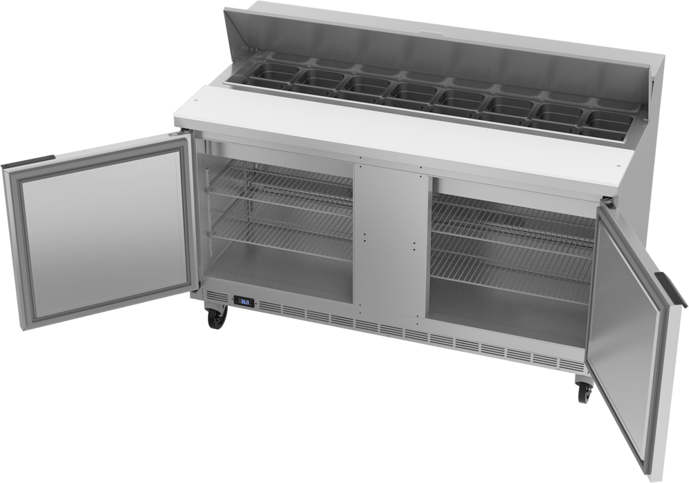 Beverage-Air SPE60HC-16 60" 2 Door Sandwich / Salad Prep Table, (16) 1/6 Size Pans - KVM Tools Inc.KVSPE60HC-16