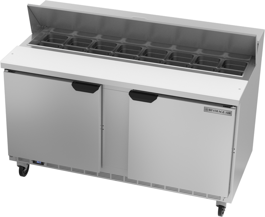 Beverage-Air SPE60HC-16 60" 2 Door Sandwich / Salad Prep Table, (16) 1/6 Size Pans - KVM Tools Inc.KVSPE60HC-16