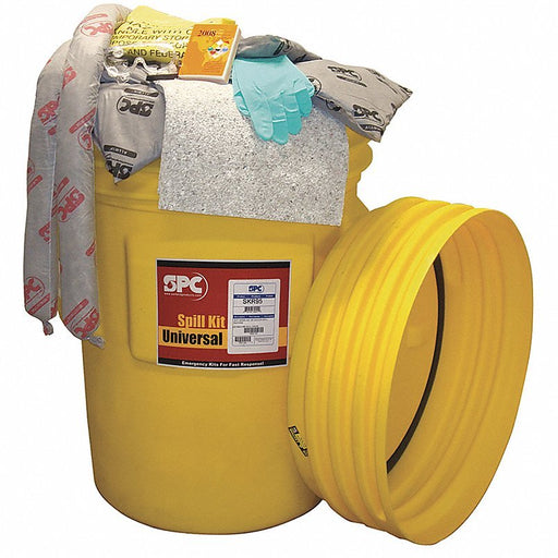 Brady SKR-95 Spill Kit 93 gal Volume Absorbed Per Kit, Goggles/Nitrile Gloves, Yellow - KVM Tools Inc.KV15U832