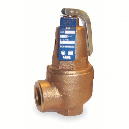 Apollo 1060534 Safety Relief Valve Bronze, FNPT, FNPT, 1 in Inlet Size, 1 in Outlet Size, 15 to 160 psi - KVM Tools Inc.KV1CKW7