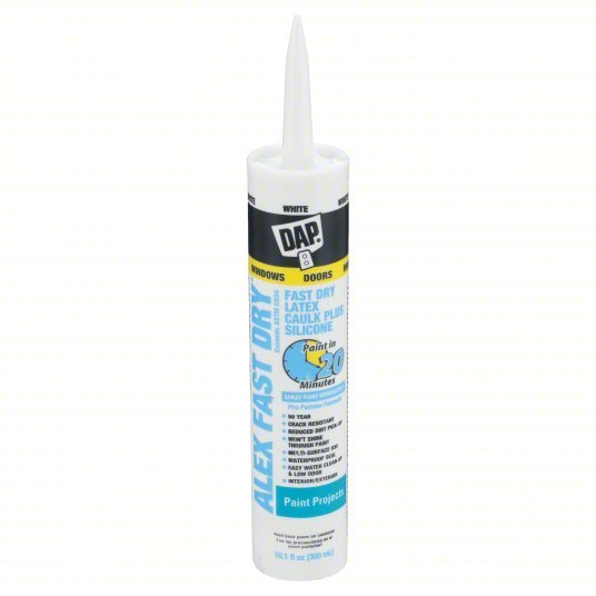 DAP 18425 Silicone Caulk Alex Fast Dry, White, 10 oz Container Size, Cartridge - KVM Tools Inc.KV2KVG6