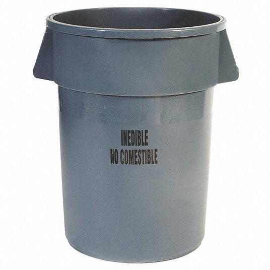 Rubbermaid FG264356GRAY 44 gal Polyethylene Round Trash Can - KVM Tools Inc.KV3TB48