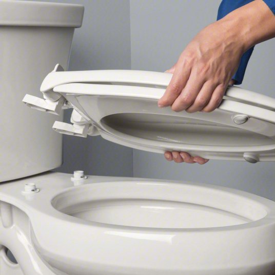 Bemis 500EC-000 Toilet Seat White, Plastic, External Check Hinge, 2 in Seat Ht, 16 7/8 in Bolt to Seat Front - KVM Tools Inc.KV45ND60