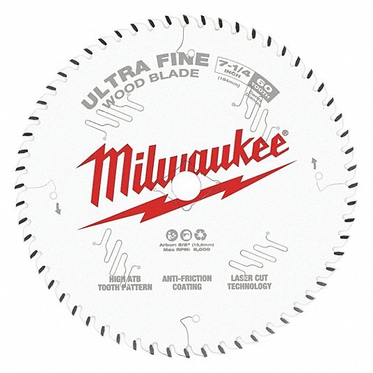 Milwaukee 48-40-0730 7-1/4" 60T Ultra Fine Finish Circular Saw Blade - KVM Tools Inc.KV490R77