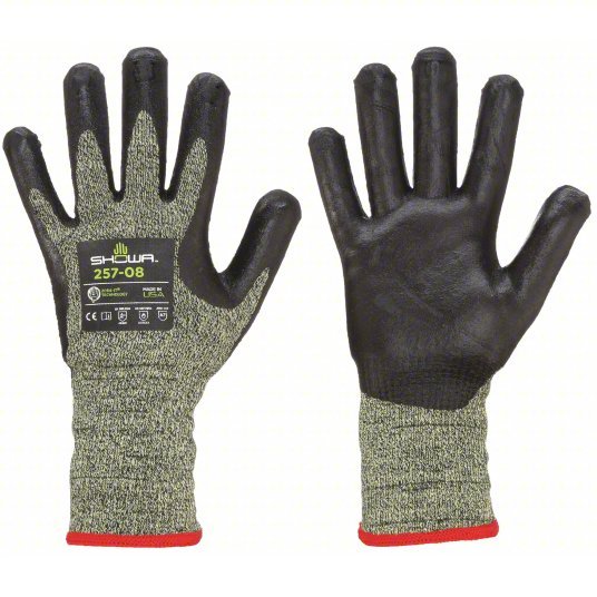 Showa 257 Coated Gloves XL (9), ANSI Cut Level A7, Palm, Dipped, Foam Nitrile, Smooth, 1 PR - KVM Tools Inc.KV497D47