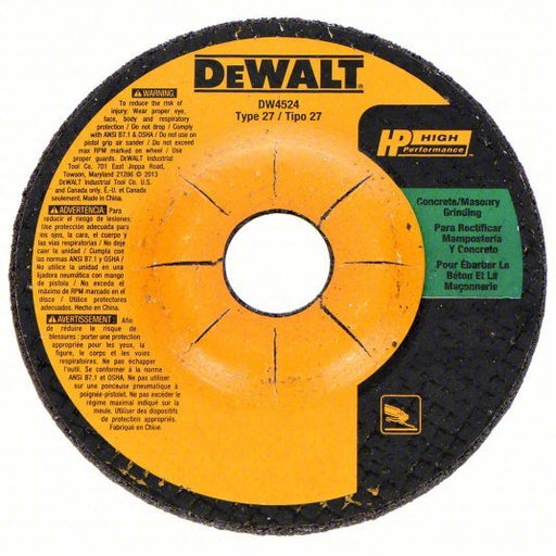 Dewalt DW4524 Depressed Center Grinding Wheel Type 27, 4 1/2 in x 1/4 in x 7/8 in, Silicon Carbide, C24R - KVM Tools Inc.KV4KZ30