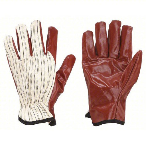 Condor 4NHA3 Nitrile Coated Gloves, Palm Coverage, White/Russet, M, PR - KVM Tools Inc.4NHA3