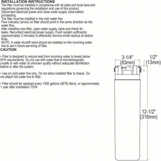 Elkay EWF172 Water Cooler Filter 1.5 gpm, 1,500 gal, 12 1/2 in Overall Ht, 3 1/4 in Dia - KVM Tools Inc.KV4YK10