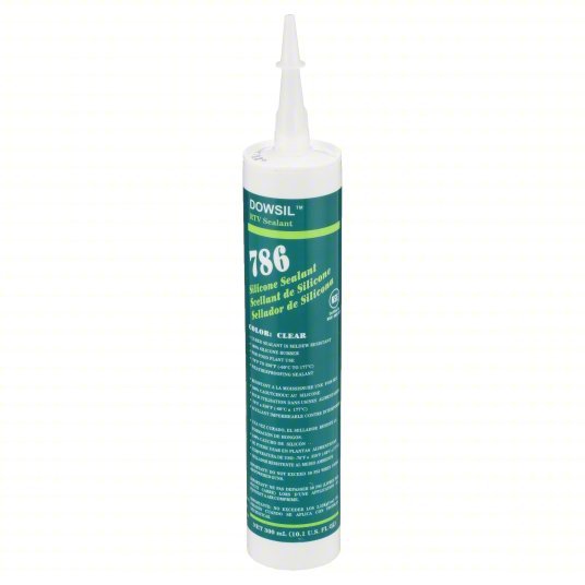 Dow 99179247 Silicone Sealant 786, Clear, 10 oz, Cartridge, 301% to 500% Elongation Range - KVM Tools Inc.KV53DC39