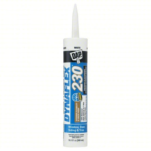 DAP 18275 Silicone Elastomeric Sealant Dynaflex 230, White, 10 oz, Cartridge - KVM Tools Inc.KV5A468