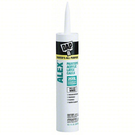 DAP 18670 Acrylic Latex Caulk Alex Painter's, White, 10 oz Container Size, Cartridge - KVM Tools Inc.KV5E079