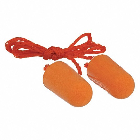 3M 1110 Disposable Corded Ear Plugs, Bullet Shape, 29 dB, 100 Pairs, Orange - KVM Tools Inc.KV5F768