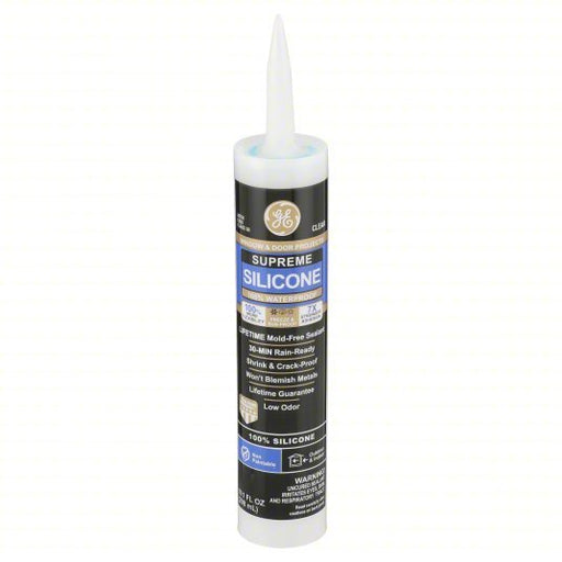 GE 2814816 Supreme Silicone, Clear, 10 oz, Cartridge, 301% to 500% Elongation Range - KVM Tools Inc.KV5PWD2