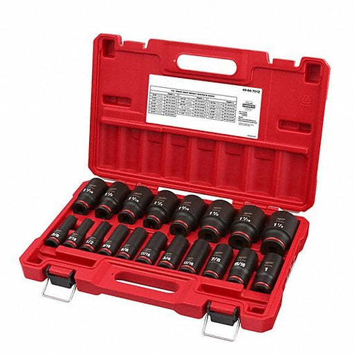 Milwaukee 49-66-7012 Impact Socket Set, 1/2 in Drive Size, SAE, Black Phosphate, 19-Piece - KVM Tools Inc.KV17181066