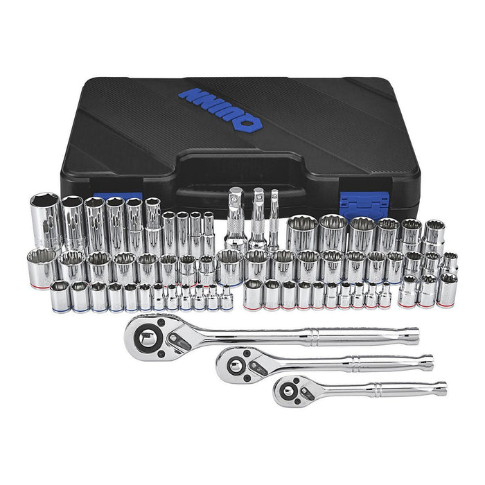 Quinn 64267 1/4 in., 3/8 in., 1/2 in. Drive SAE and Metric Hi-Vis Socket Set, 66-Piece - KVM Tools Inc.KVHF64267