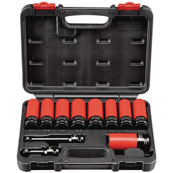 Pittsburgh Pro 69829 1/2 in. Drive Super High Torque Lug Nut Impact Socket Set, 11-Piece - KVM Tools Inc.KVHF69829