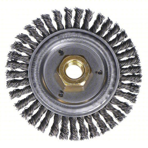 Weiler 94043 Wire Wheel Brush 4 1/2 in Brush Dia., 5/8"-11 Arbor Hole, 0.02 in Wire Dia., Carbon Steel - KVM Tools Inc.KV6JXH8