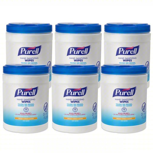 Purrell 9113-06 Hand Sanitizer Wipes Canister, 270 Wipes per Container, Citrus, FDA - KVM Tools Inc.KV12H935