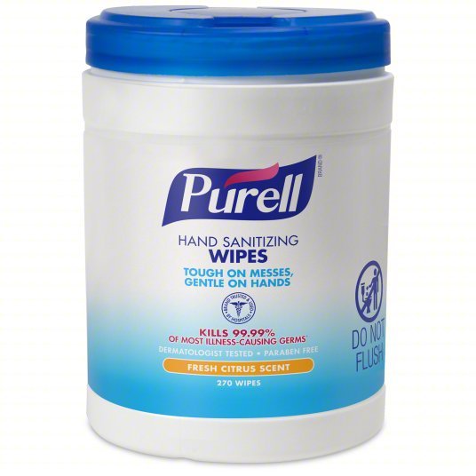 Purrell 9113-06 Hand Sanitizer Wipes Canister, 270 Wipes per Container, Citrus, FDA - KVM Tools Inc.KV12H935