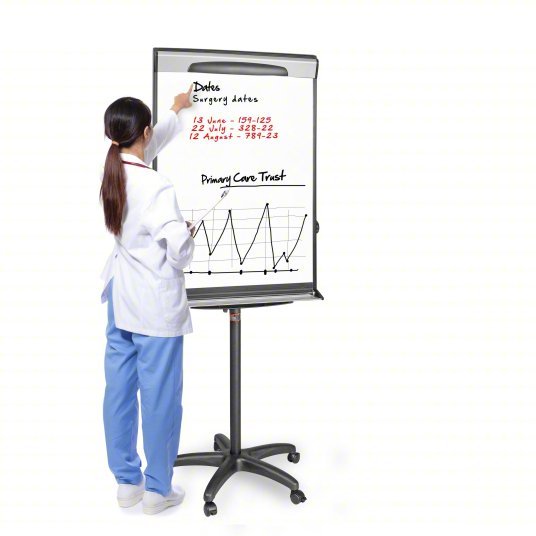 Mastervision EA48062119 Dry Erase Board Mobile/Casters, 42 in Dry Erase Ht, 29 1/2 in Dry Erase Wd, 27 in Dp, Black, White - KVM Tools Inc.KV52XG93