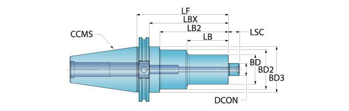 Parlec C40-75SM2 Shell Mill Holder CV40 Taper Size, 3/4 in Pilot Dia., 1-1/2 in Projection, High Speed Steel - KVM Tools Inc.KV2MLF6